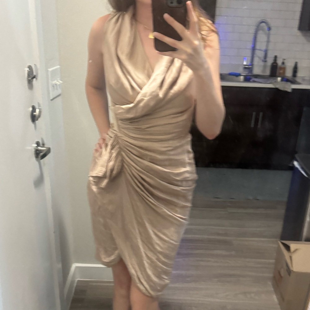 All Saints Draped Tan Dress